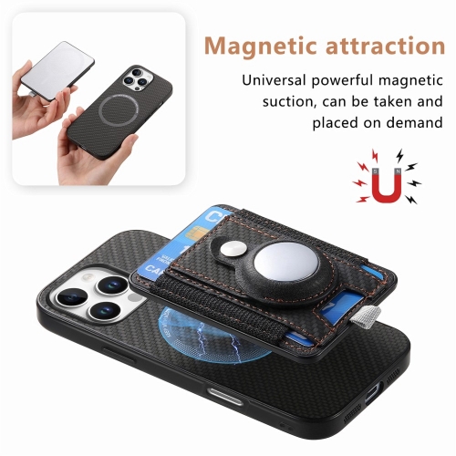 Удароустойчив калъф Leather Card Holder за iPhone 16 Pro Max, Черен