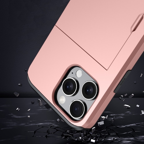 Удароустойчив калъф Sliding Card за iPhone 16 Pro Max, Розово-Златист