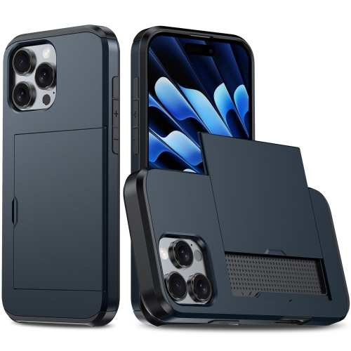Удароустойчив калъф Sliding Card за iPhone 16 Pro, Черен