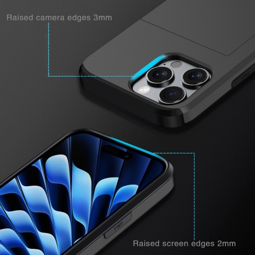 Удароустойчив калъф Sliding Card за iPhone 16 Pro, Черен