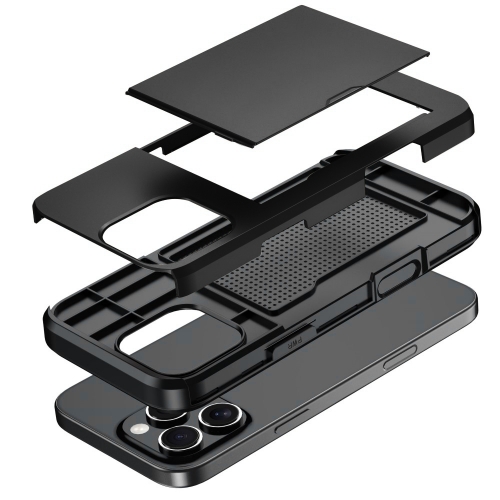 Удароустойчив калъф Sliding Card за iPhone 16 Pro, Черен
