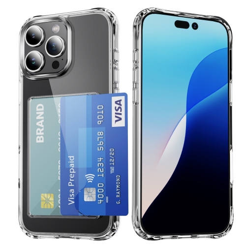 Удароустойчив калъф Card Holder за iPhone 16 Pro, Прозрачен