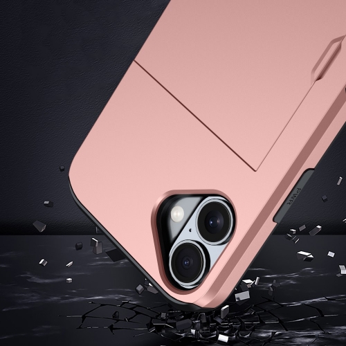 Удароустойчив калъф Sliding Card за iPhone 16, Розово-Златист