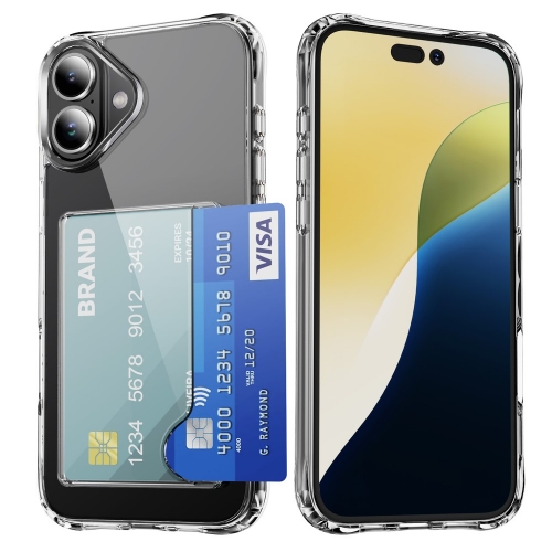 Удароустойчив калъф Card Holder за iPhone 16, Прозрачен