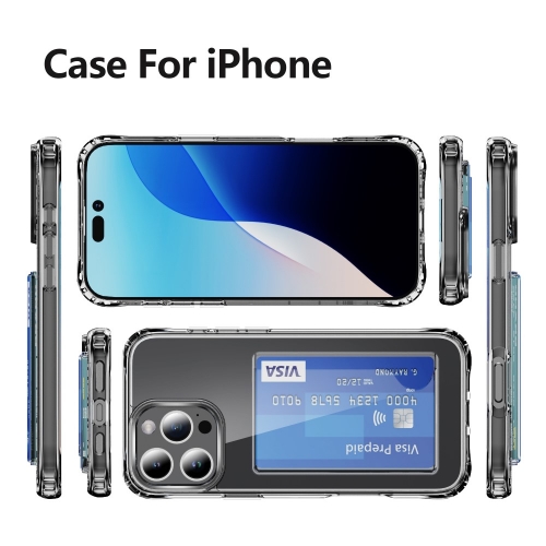 Удароустойчив калъф Card Holder за iPhone 16 Pro Max, Прозрачен