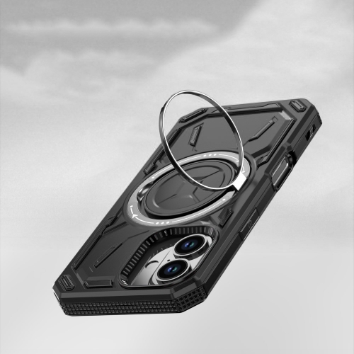 Удароустойчив калъф Big Ring Holder за iPhone 16, Черен