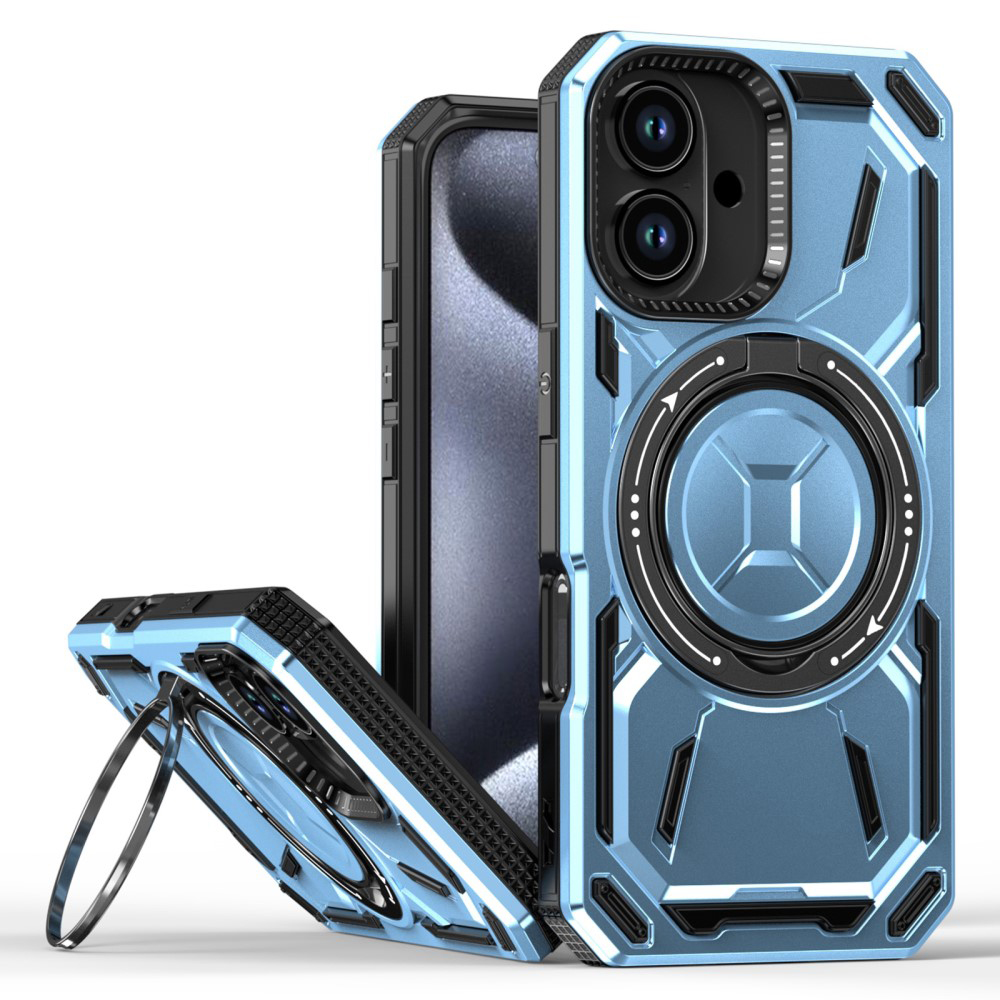 Удароустойчив калъф Big Ring Holder за iPhone 16, Свело син