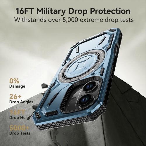 Удароустойчив калъф Big Ring Holder за iPhone 16, Свело син