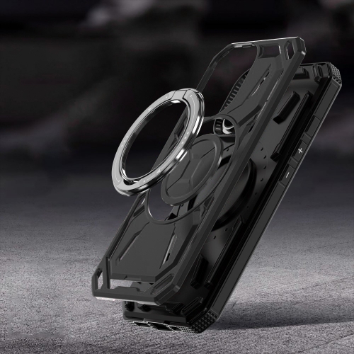 Удароустойчив калъф Big Ring Holder за iPhone 16 Plus, Черен