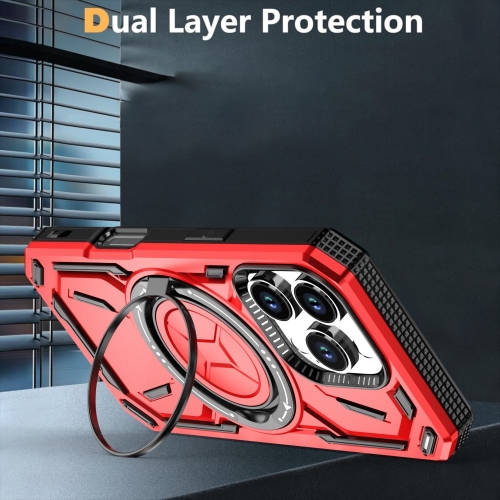 Удароустойчив калъф Big Ring Holder за iPhone 16 Pro, Червен
