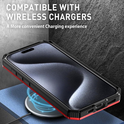 Удароустойчив калъф Big Ring Holder за iPhone 16 Pro, Червен
