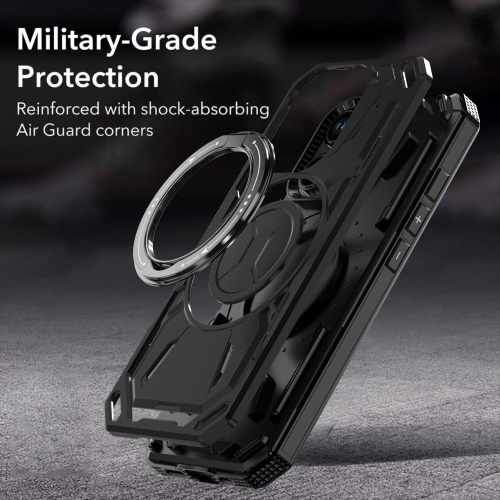 Удароустойчив калъф Big Ring Holder за iPhone 16 Pro Max, Черен