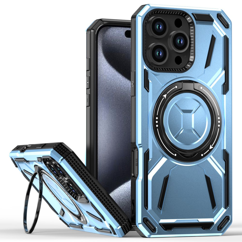 Удароустойчив калъф Big Ring Holder за iPhone 16 Pro Max, Светло син