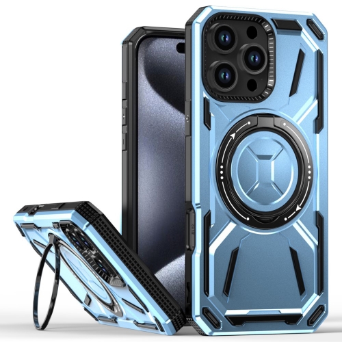 Удароустойчив калъф Big Ring Holder за iPhone 16 Pro Max, Светло син
