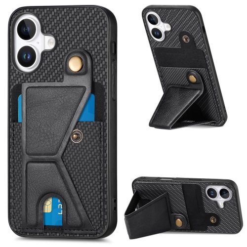 Удароустойчив калъф K-Shaped Kickstand за iPhone 16, Черен