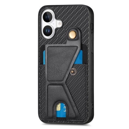 Удароустойчив калъф K-Shaped Kickstand за iPhone 16, Черен