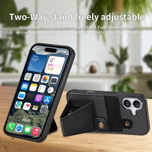 Удароустойчив калъф K-Shaped Kickstand за iPhone 16, Черен