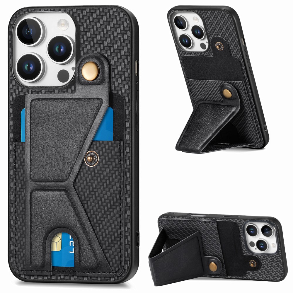 Удароустойчив калъф K-Shaped Kickstand за iPhone 16 Pro, Черен