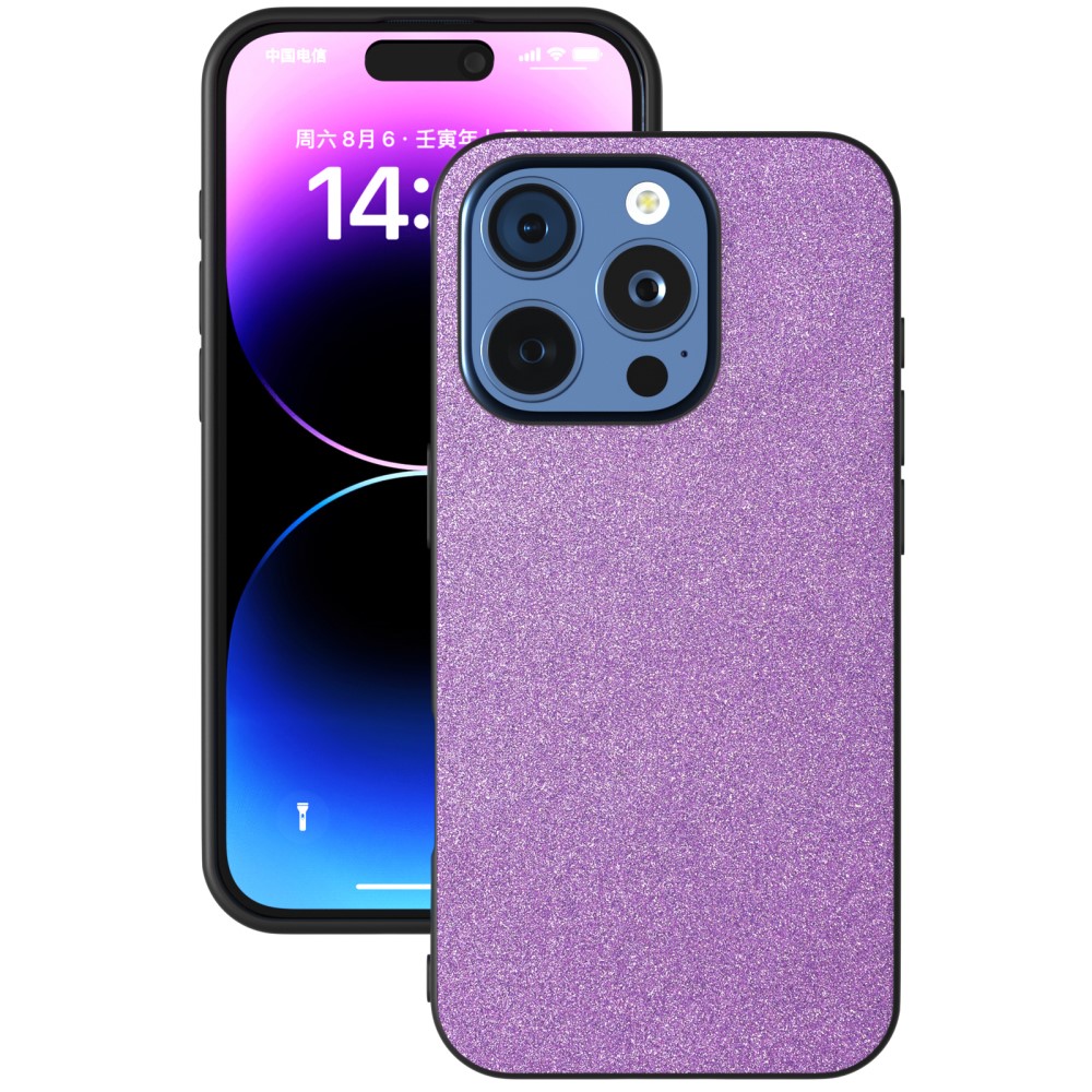 Удароустойчив гръб Glitter Design за iPhone 16 Pro, Лилав
