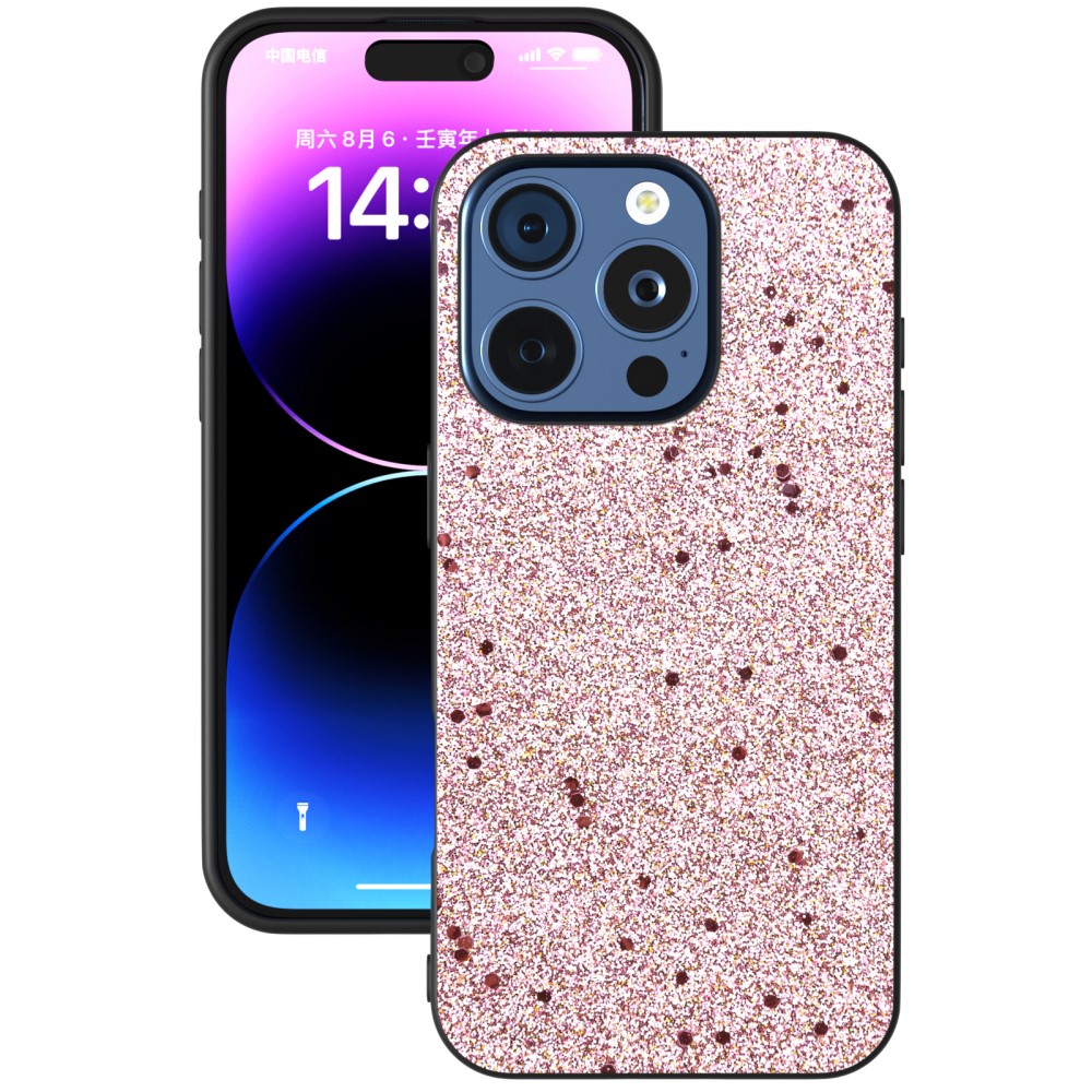 Удароустойчив гръб Glitter Design за iPhone 16 Pro, Розов