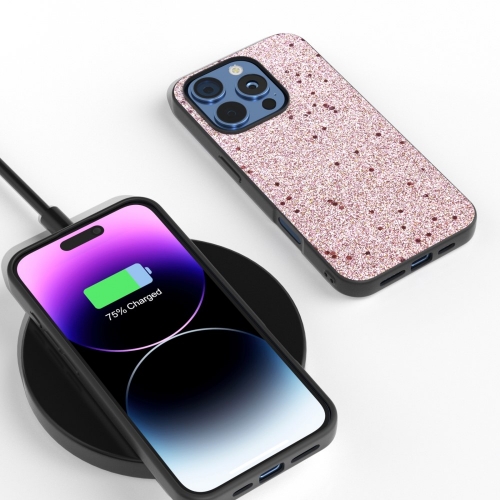 Удароустойчив гръб Glitter Design за iPhone 16 Pro, Розов