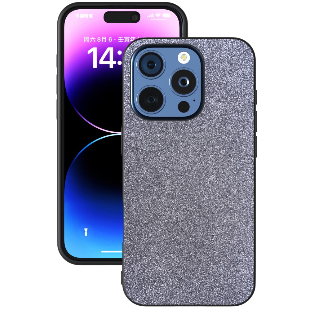 Удароустойчив гръб Glitter Design за iPhone 16 Pro, Черен