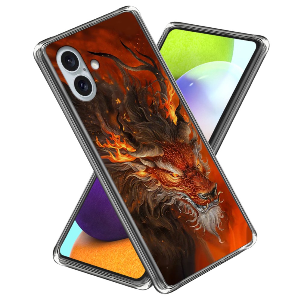Силиконов калъф за iPhone 16 Plus, Огнен дракон