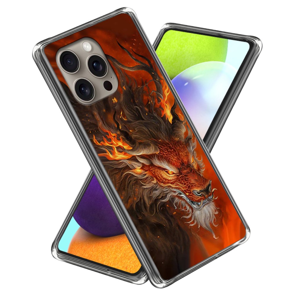 Силиконов калъф за iPhone 16 Pro Max, Огнен дракон