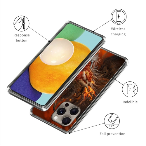 Силиконов калъф за iPhone 16 Pro Max, Огнен дракон