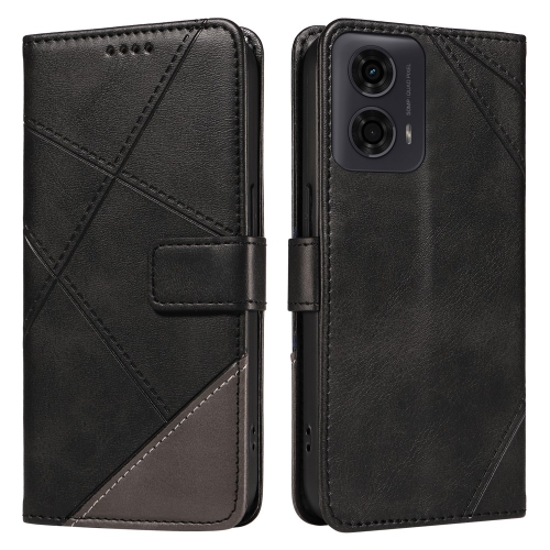 Калъф Тефтер Geometric Line за Motorola Moto G24 / G04 / E14 4G, Черен