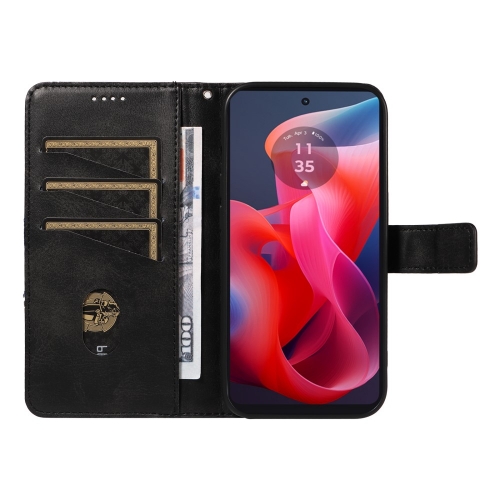 Калъф Тефтер Geometric Line за Motorola Moto G24 / G04 / E14 4G, Черен