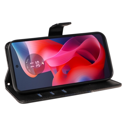 Калъф Тефтер Geometric Line за Motorola Moto G24 / G04 / E14 4G, Черен