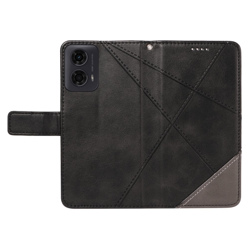 Калъф Тефтер Geometric Line за Motorola Moto G24 / G04 / E14 4G, Черен