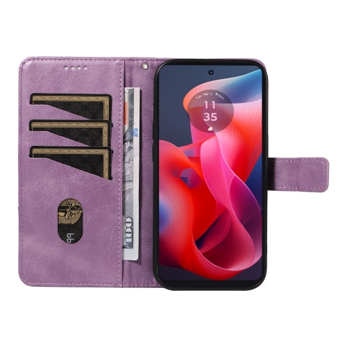 Калъф Тефтер Geometric Line за Motorola Moto G24 / G04 / E14 4G, Лилав