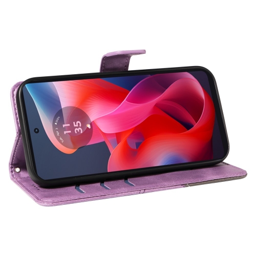 Калъф Тефтер Geometric Line за Motorola Moto G24 / G04 / E14 4G, Лилав