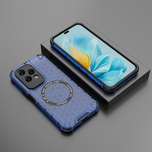 Удароустойчив калъф Metal Ring Honeycomb за Honor 200 Lite, Син