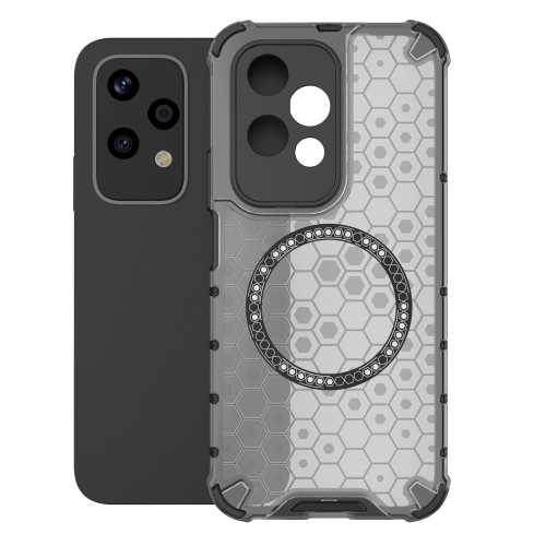 Удароустойчив калъф Metal Ring Honeycomb за Honor 200 Lite, Сив