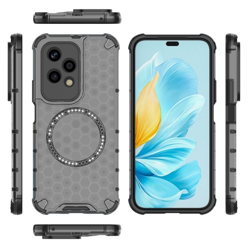 Удароустойчив калъф Metal Ring Honeycomb за Honor 200 Lite, Сив