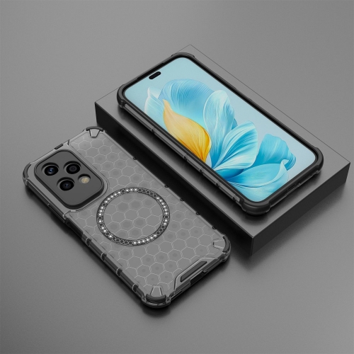 Удароустойчив калъф Metal Ring Honeycomb за Honor 200 Lite, Сив