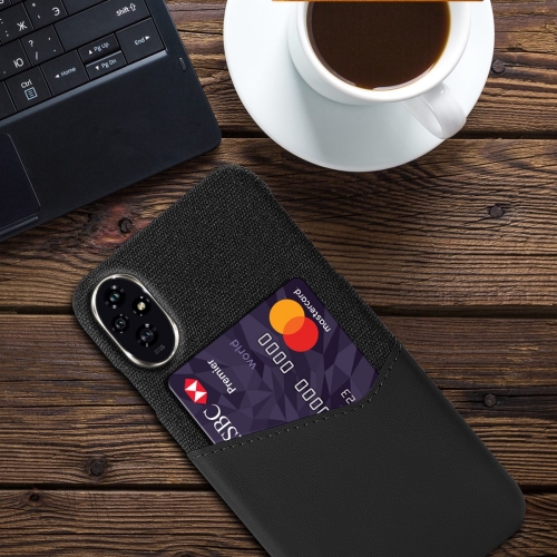 Удароустойчив калъф Cloth Texture за Honor 200 5G, слот за карат, Черен