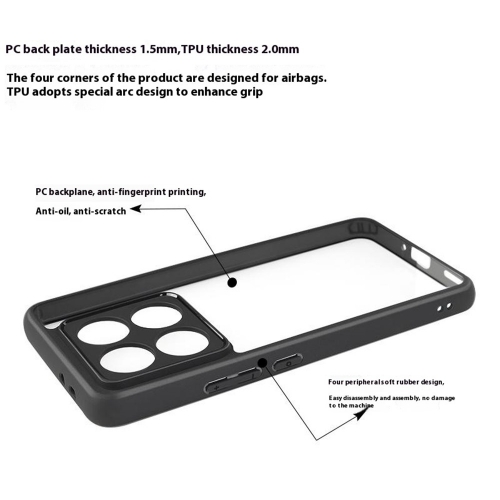 Удароустойчив калъф Acrylic за Xiaomi 14T Pro, Черен