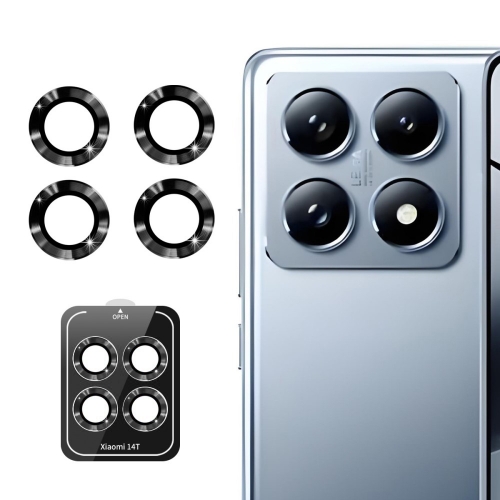 Стъклен Протектор ENKAY Metal Ring за Камерата на Xiaomi 14T Pro, Черен