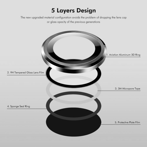 Стъклен Протектор ENKAY Metal Ring за Камерата на Xiaomi 14T Pro, Черен