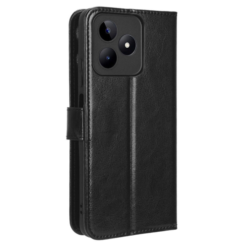 Калъф Тефтер Crazy Horse за Realme C53, Черен