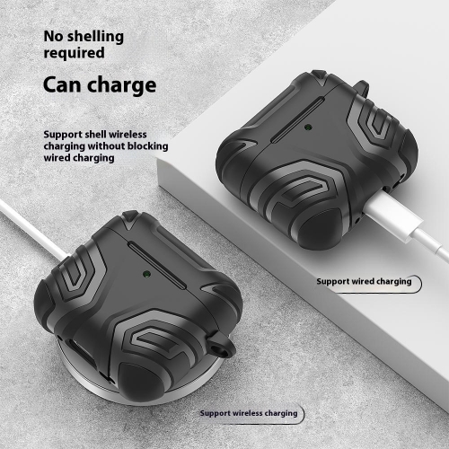 Удароустойчив калъф Split Design за слушалки AirPods 4, Черен