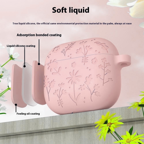 Калъф Liquid Silicone за слушалки AirPods 4, Светло розов