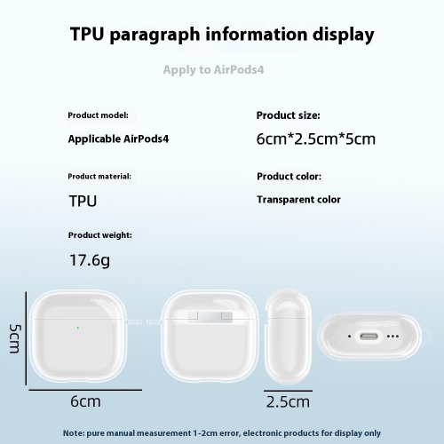 Силиконов калъф Shock за слушалки AirPods 4, Прозрачен