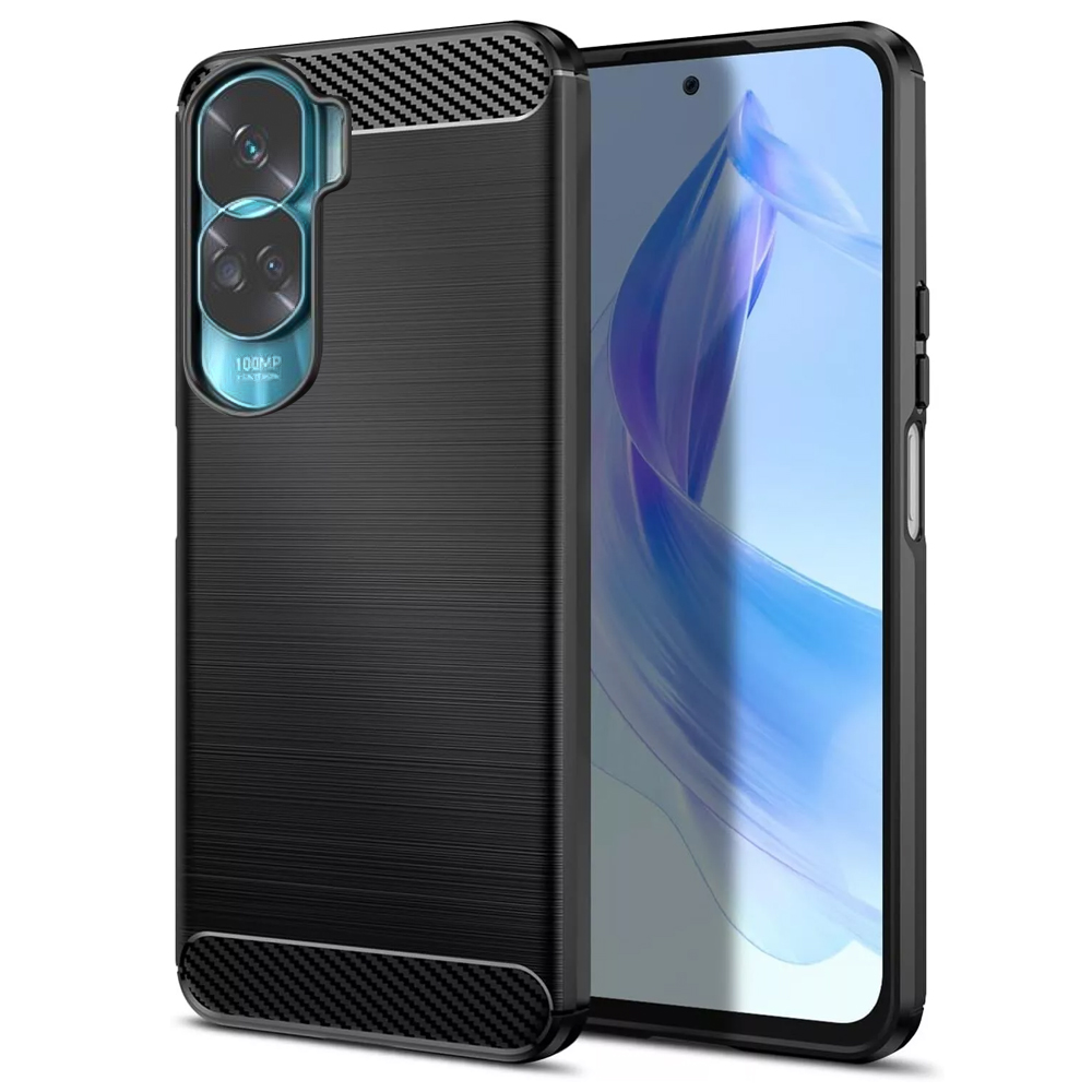 Силиконов Калъф Carbon за Honor 90 Lite 5G, Черен