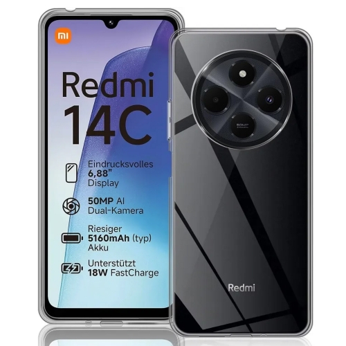 Силиконов калъф за Xiaomi Redmi 14C, 1 mm, Прозрачен