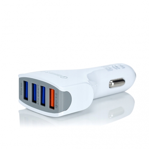 Зарядно за кола ATX, 4xUSB, QC3.0, 7A, Бял